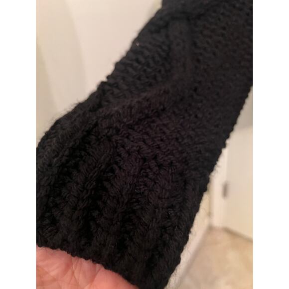Zara Women's Black Cable Knit Fringe M Sweater Oversized Fisherman Whimsygoth - Picture 7 of 11